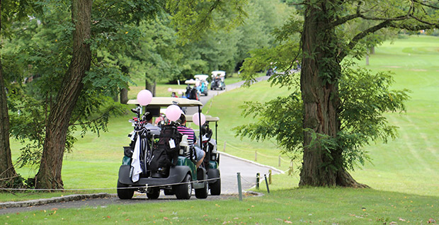Golf Carts with Pink Balloons