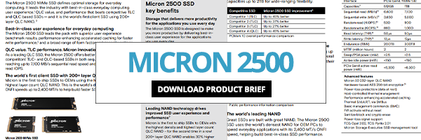 Download the Micron 2500 SSD Product Brief